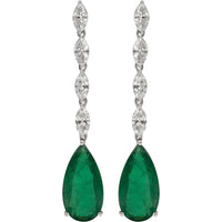 Ruchi New York - Royal Emerald Statement Earrings in 18K White Gold