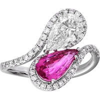 Ruchi New York - Sakura Pink Sapphire & Diamond Pear-Cut Wrap Ring in 18K White Gold - Ruchi New York
