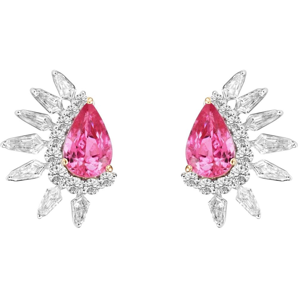 Ruchi New York - Sakura Pink Sapphire Stud Earrings in 18K White Gold