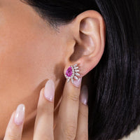 Ruchi New York - Sakura Pink Sapphire Stud Earrings in 18K White Gold