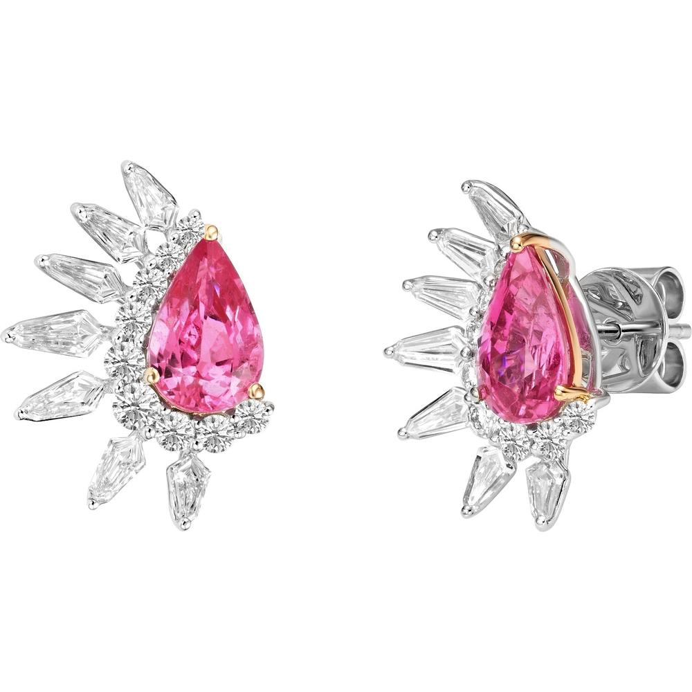 Ruchi New York - Sakura Pink Sapphire Stud Earrings in 18K White Gold