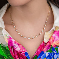 Ruchi New York - Santina 3.87 Carat Mixed-Cut Diamond Bezel Station Necklace in 18K Yellow Gold - Ruchi New York