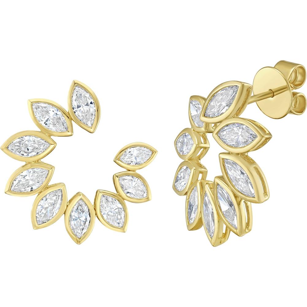 Ruchi New York - Santina Diamond Crescent Shape Earrings in 18K Yellow Gold