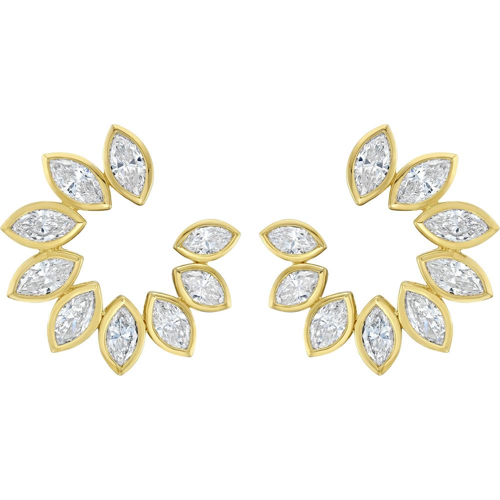 Ruchi New York - Santina Diamond Crescent Shape Earrings in 18K Yellow Gold