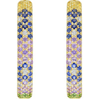 Ruchi New York - Saren Multi-Colored Sapphire Hoop Earrings in 18K Yellow Gold