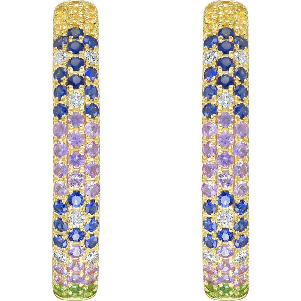 Ruchi New York - Saren Multi-Colored Sapphire Hoop Earrings in 18K Yellow Gold