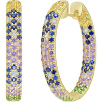 Ruchi New York - Saren Multi-Colored Sapphire Hoop Earrings in 18K Yellow Gold