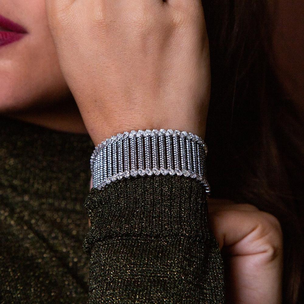Ruchi New York - Savoy Diamond Statement Bracelet in 18K White Gold