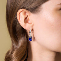 Ruchi New York - Selene Blue Sapphire and Diamond Earrings in 18K White Gold