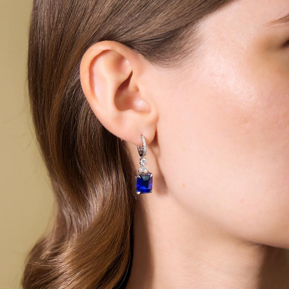 Ruchi New York - Selene Blue Sapphire and Diamond Earrings in 18K White Gold