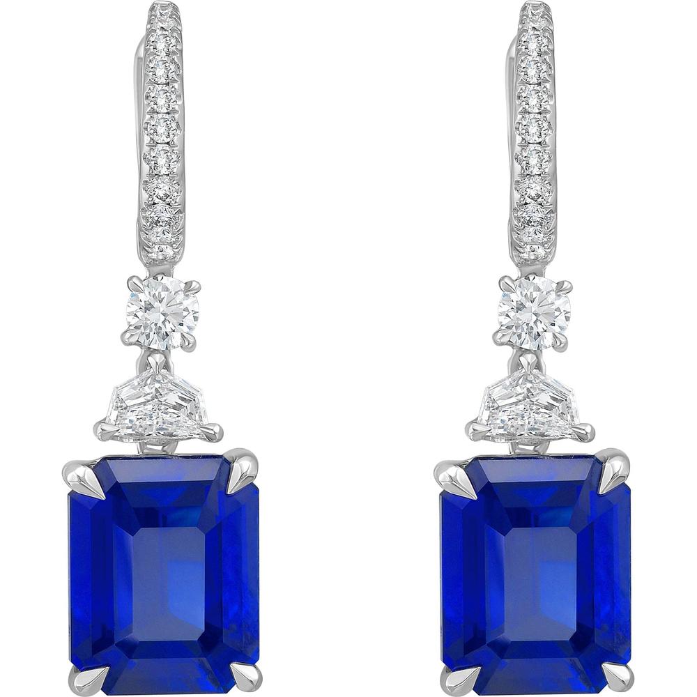Ruchi New York - Selene Blue Sapphire and Diamond Earrings in 18K White Gold