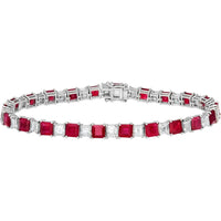 Ruchi New York - Serenata Ruby & Diamond Tennis Bracelet in 18K White Gold - Ruchi New York