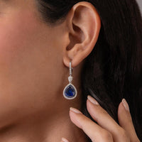Ruchi New York - Silla Blue Sapphire Drop Earrings in 18K White Gold