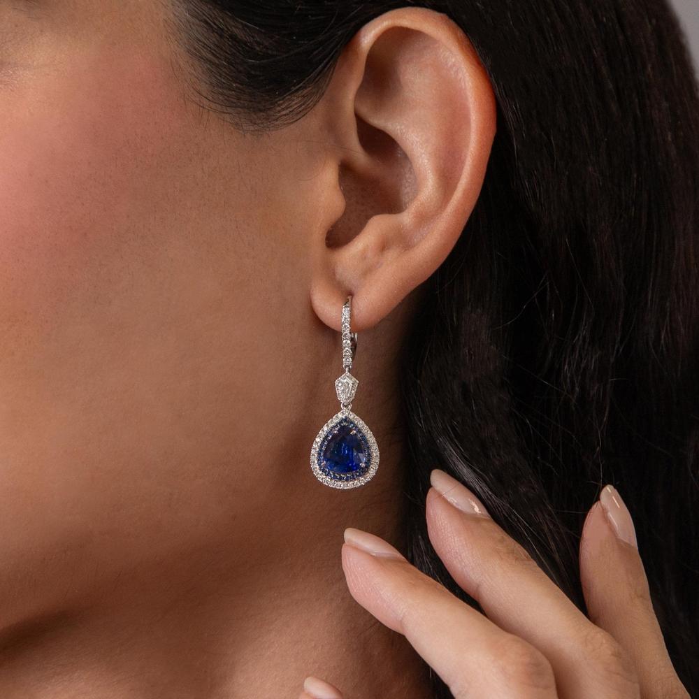 Ruchi New York - Silla Blue Sapphire Drop Earrings in 18K White Gold