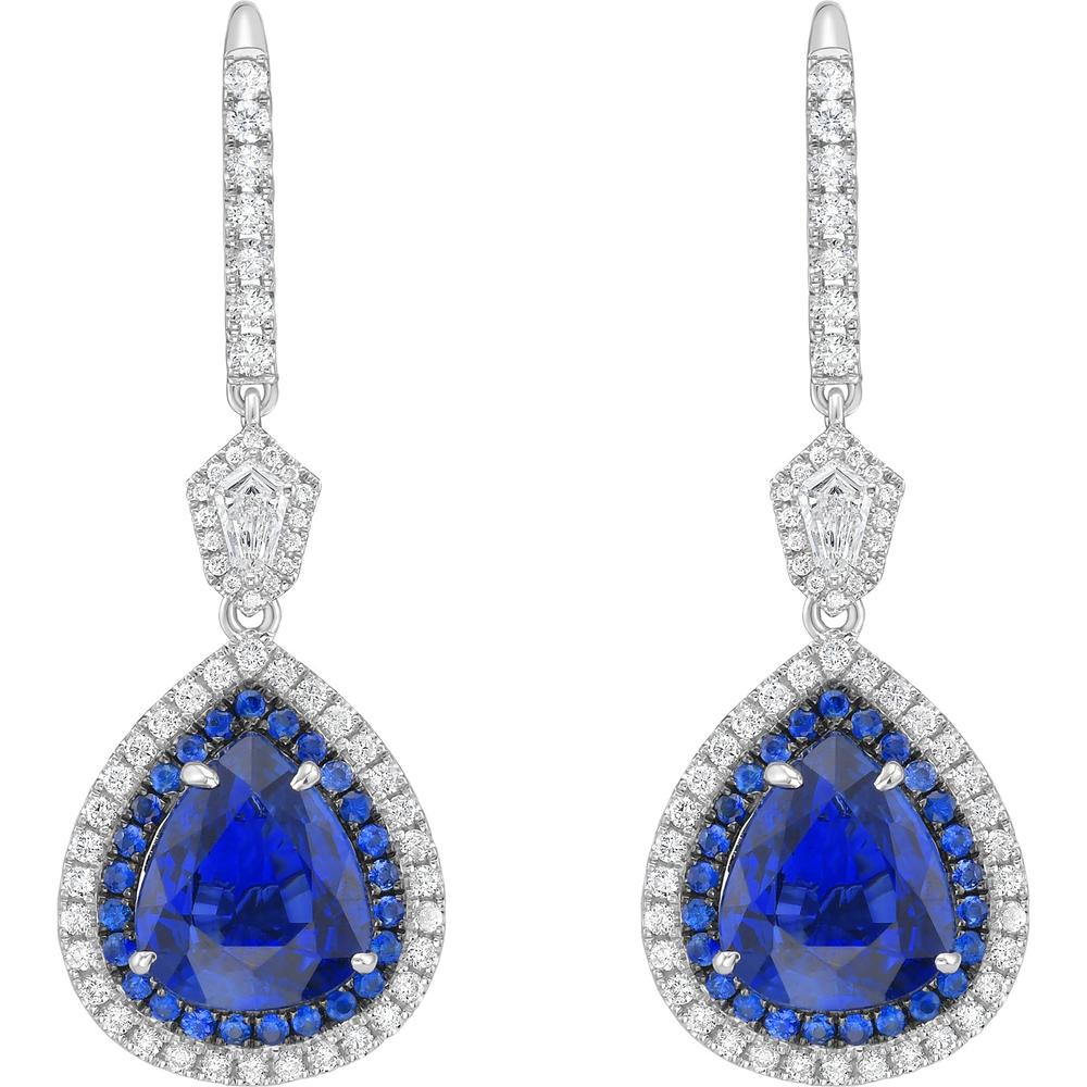 Ruchi New York - Silla Blue Sapphire Drop Earrings in 18K White Gold