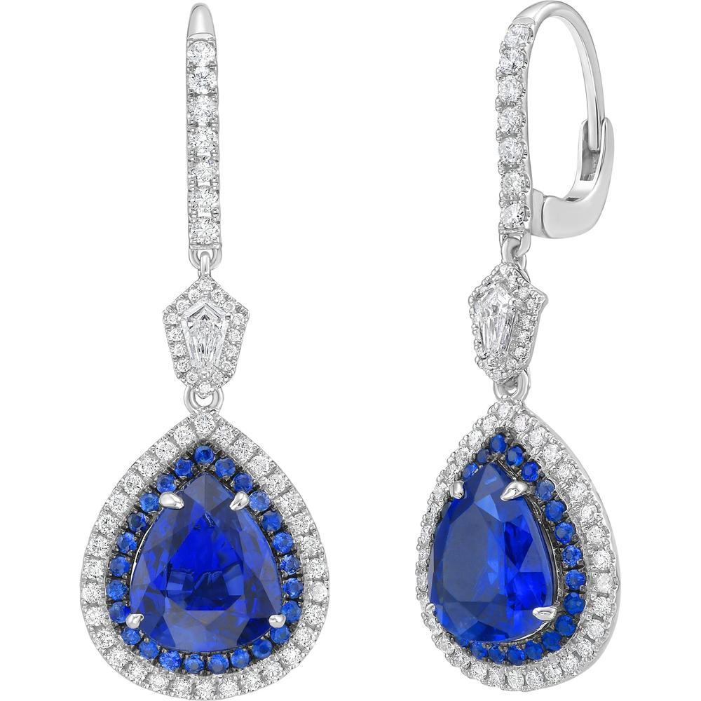 Ruchi New York - Silla Blue Sapphire Drop Earrings in 18K White Gold