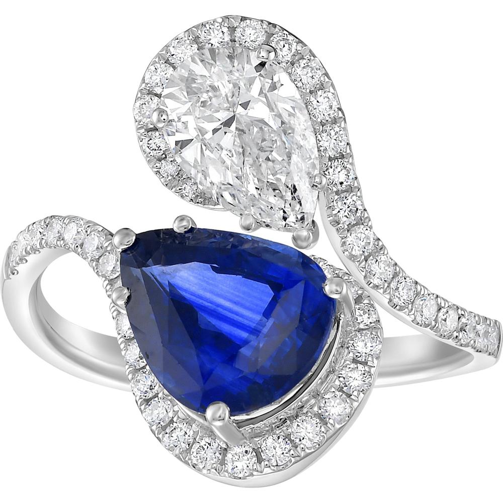 Ruchi New York - Silla Blue Sapphire Toi et Moi Ring in 18K White Gold