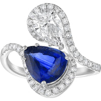 Ruchi New York - Silla Blue Sapphire Toi et Moi Ring in 18K White Gold