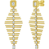 Ruchi New York - Solano Diamond Baguette Chandelier Earrings in 18K Yellow Gold - Ruchi New York