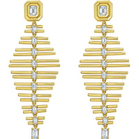 Ruchi New York - Solano Diamond Baguette Chandelier Earrings in 18K Yellow Gold - Ruchi New York