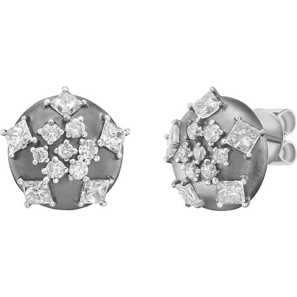 Ruchi New York - Solano Diamond Stud Earrings in 18K White Gold