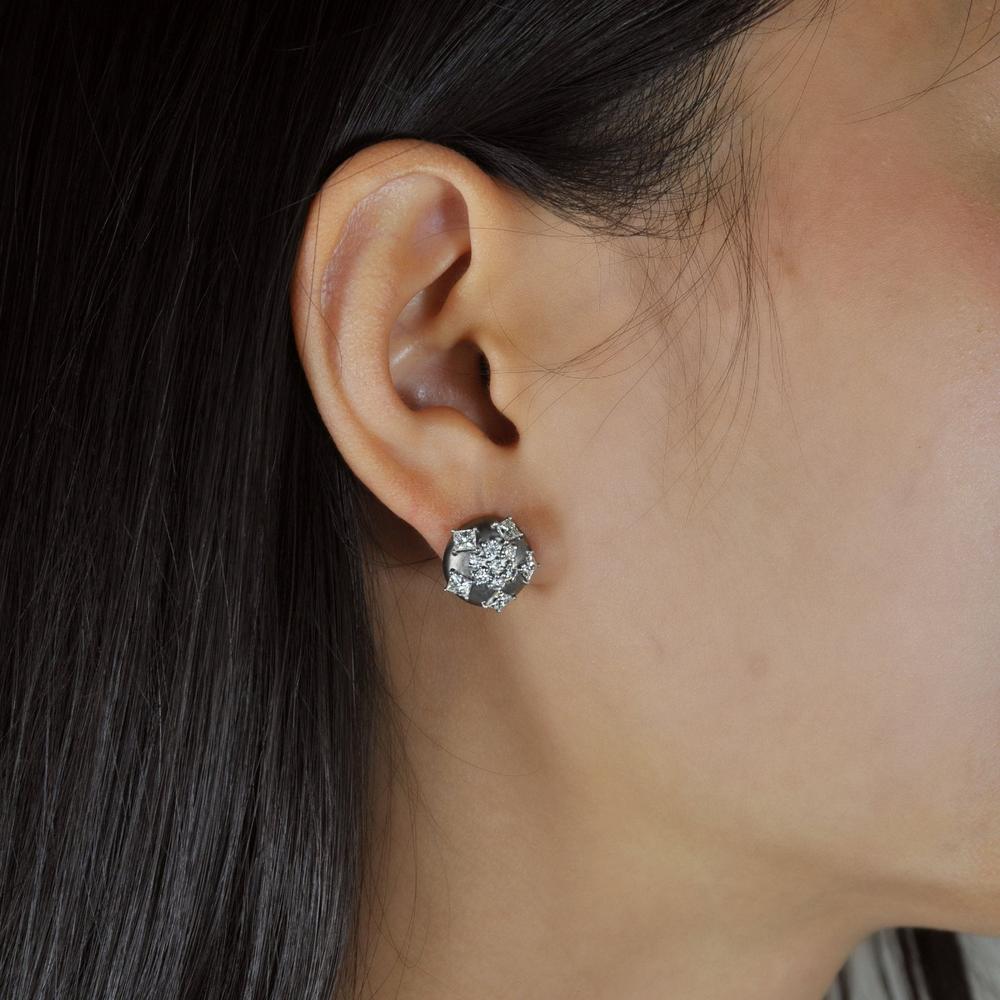 Ruchi New York - Solano Diamond Stud Earrings in 18K White Gold