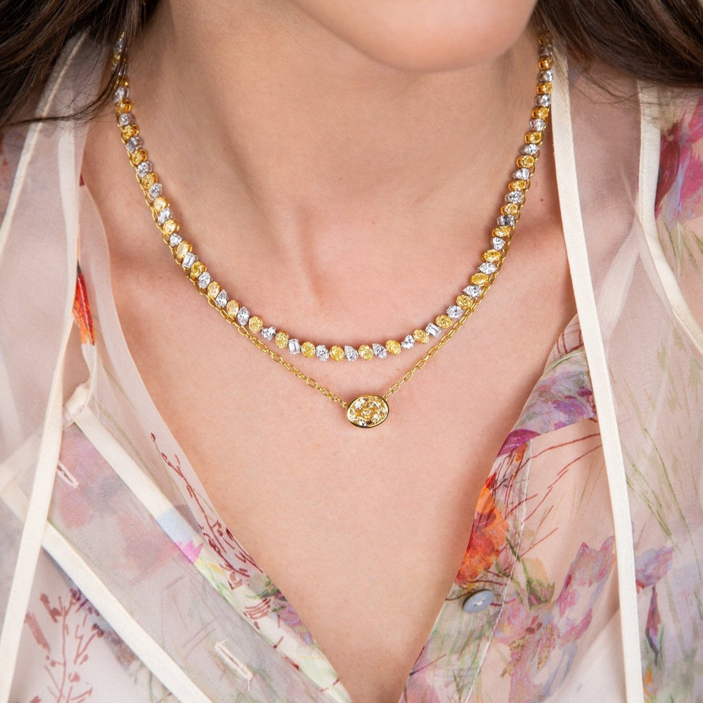 Ruchi New York - Soleil 22.18 Carat Fancy Yellow & White Diamond Necklace in 18K Yellow Gold - Ruchi New York