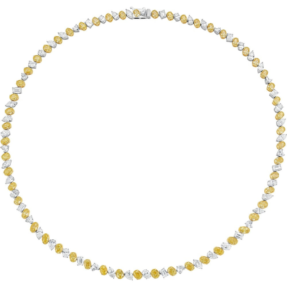 Ruchi New York - Soleil 22.18 Carat Fancy Yellow & White Diamond Necklace in 18K Yellow Gold - Ruchi New York