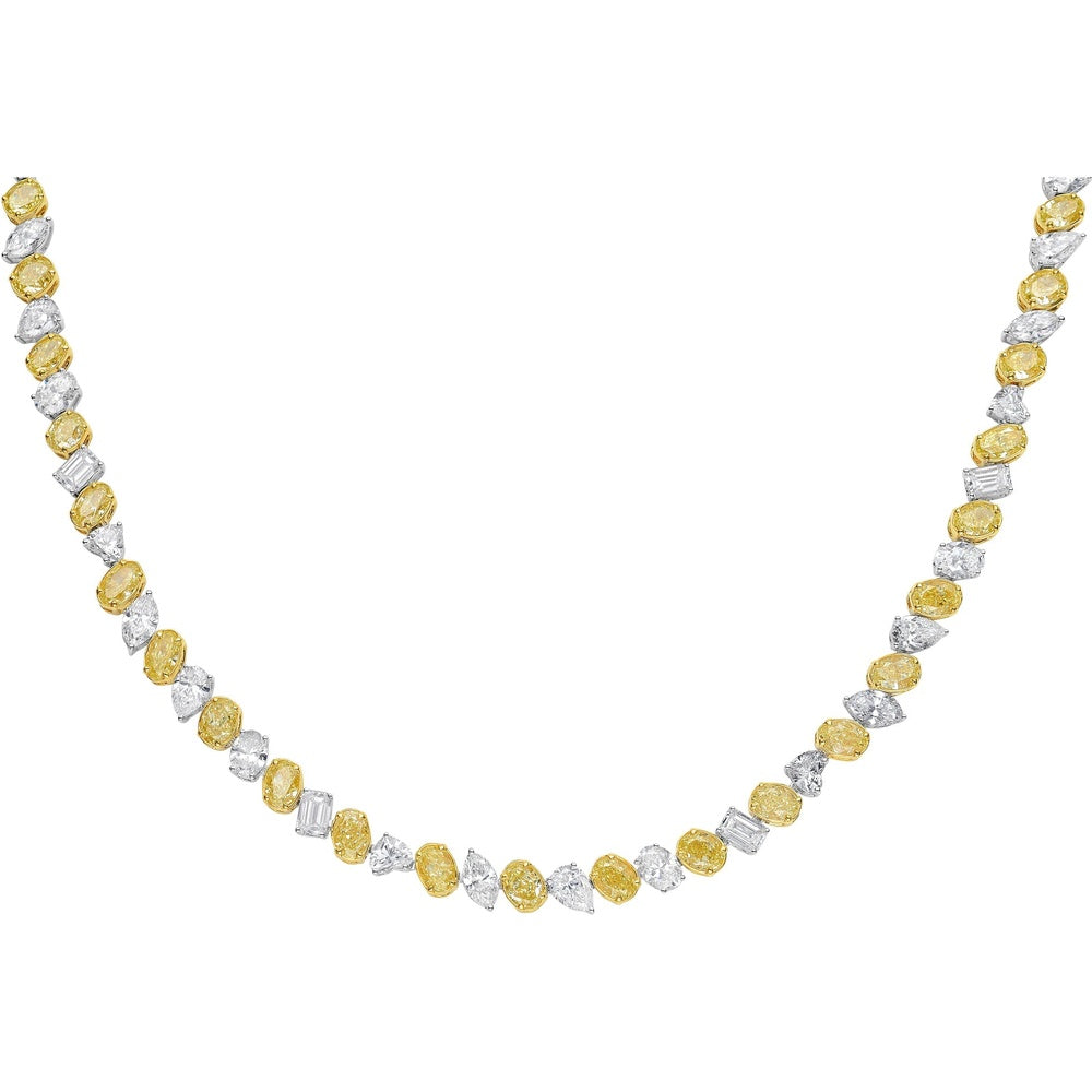 Ruchi New York - Soleil 22.18 Carat Fancy Yellow & White Diamond Necklace in 18K Yellow Gold - Ruchi New York