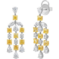Ruchi New York - Soleil Fancy Yellow & White Diamond Chandelier Earrings in 18K White Gold - Ruchi New York