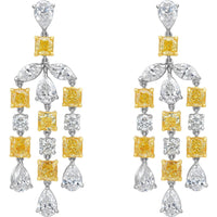 Ruchi New York - Soleil Fancy Yellow & White Diamond Chandelier Earrings in 18K White Gold - Ruchi New York