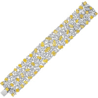 Ruchi New York - Soleil Fancy Yellow & White Diamond Statement Wide Bracelet in 18K White Gold - Ruchi New York