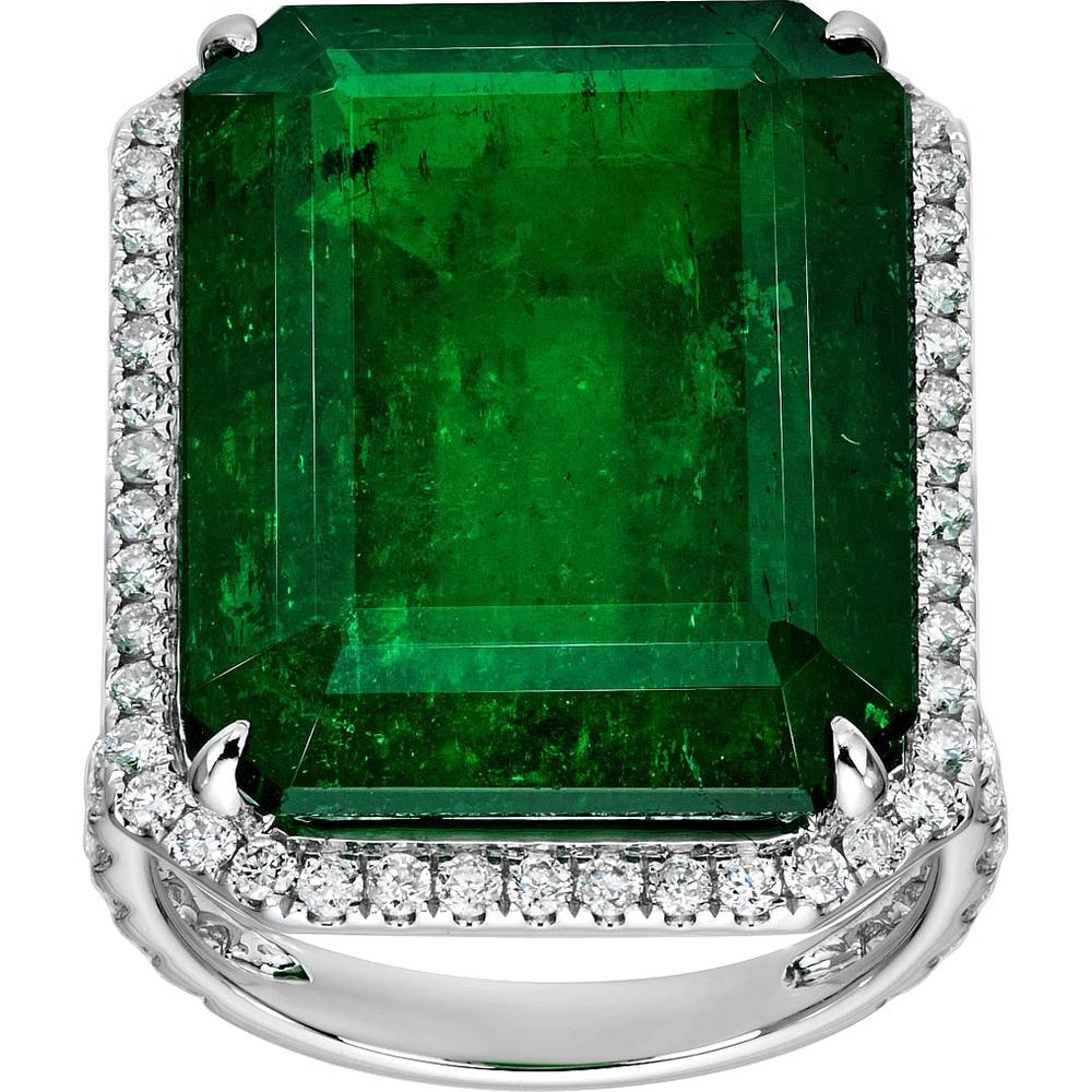 Ruchi New York - Sonata Emerald Cocktail Ring in 18K White Gold