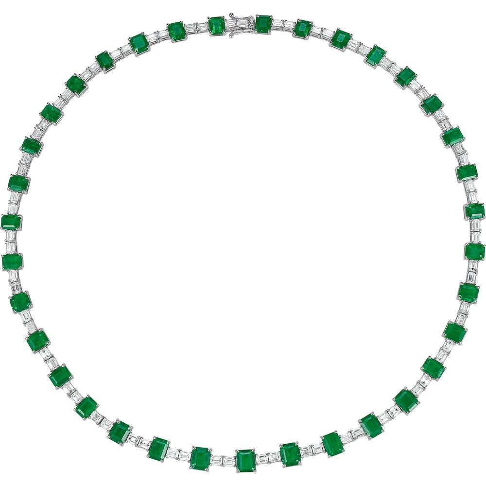 Ruchi New York - Sonata Emerald Necklace in 18K White Gold