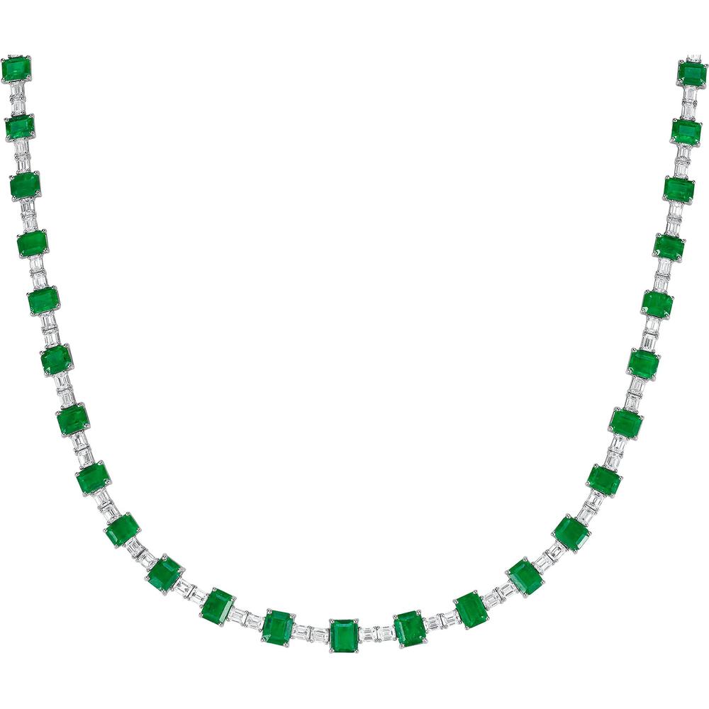 Ruchi New York - Sonata Emerald Necklace in 18K White Gold