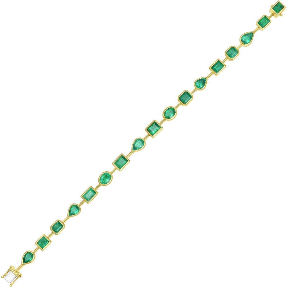 Ruchi New York - Sonnet Colombian Emerald Knife-Edge Bracelet in 18K Yellow Gold - Ruchi New York