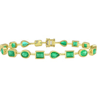 Ruchi New York - Sonnet Colombian Emerald Knife-Edge Bracelet in 18K Yellow Gold - Ruchi New York