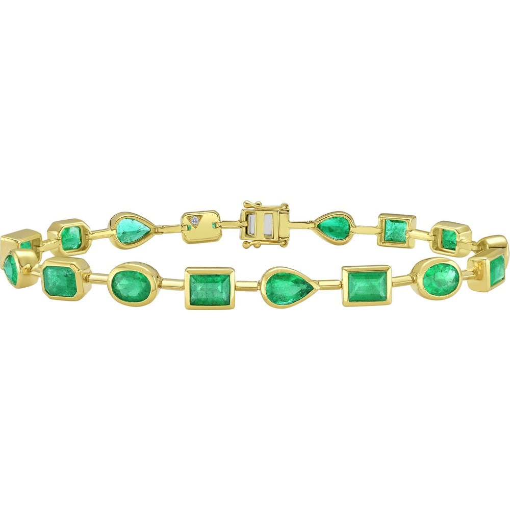 Ruchi New York - Sonnet Colombian Emerald Knife-Edge Bracelet in 18K Yellow Gold - Ruchi New York