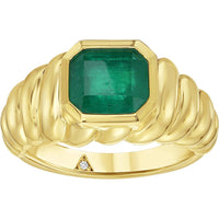 Ruchi New York - Sonnet Emerald Bezel Ring in 14K Yellow Gold
