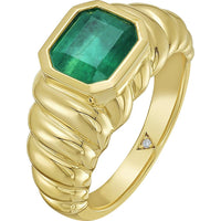 Ruchi New York - Sonnet Emerald Bezel Ring in 14K Yellow Gold