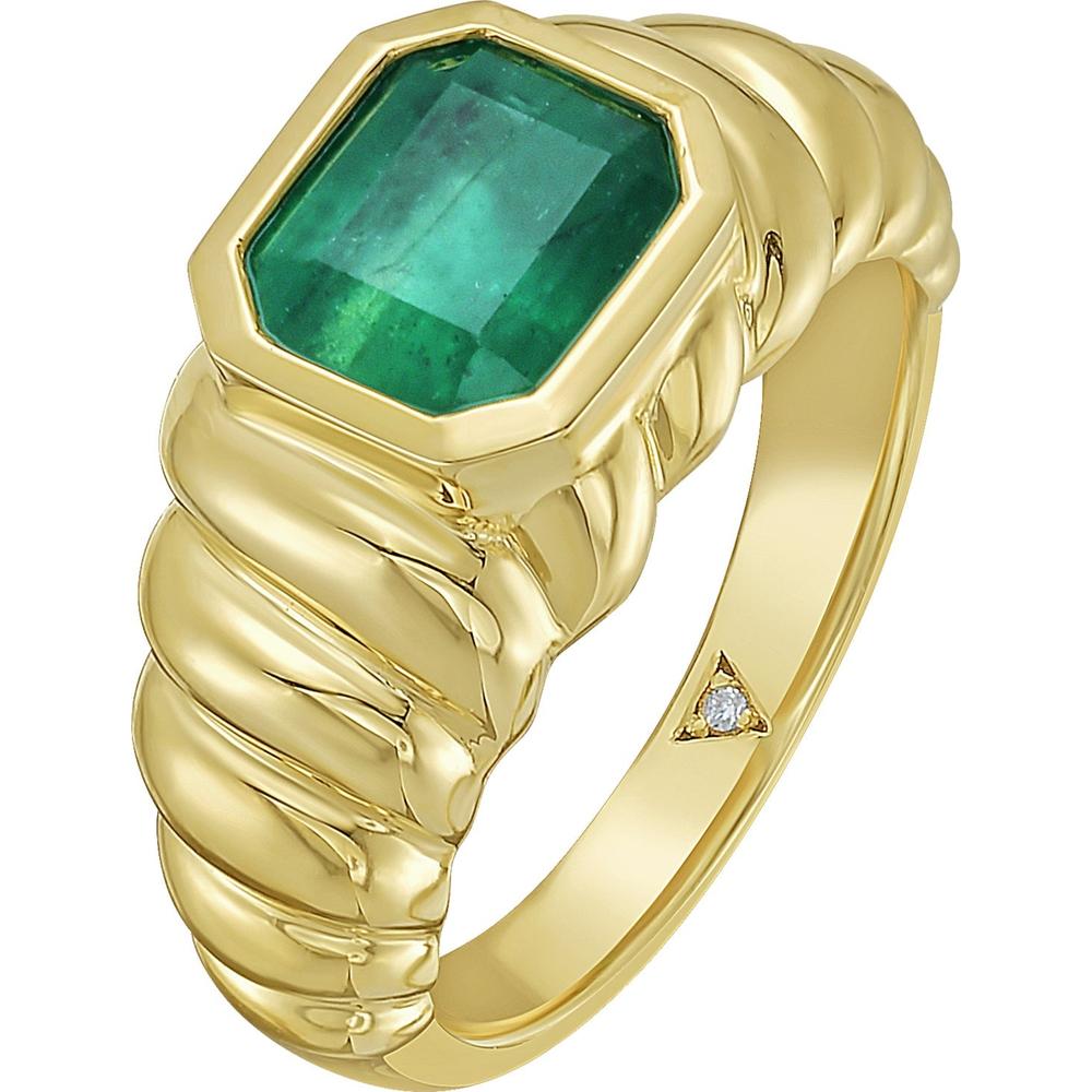 Ruchi New York - Sonnet Emerald Bezel Ring in 14K Yellow Gold