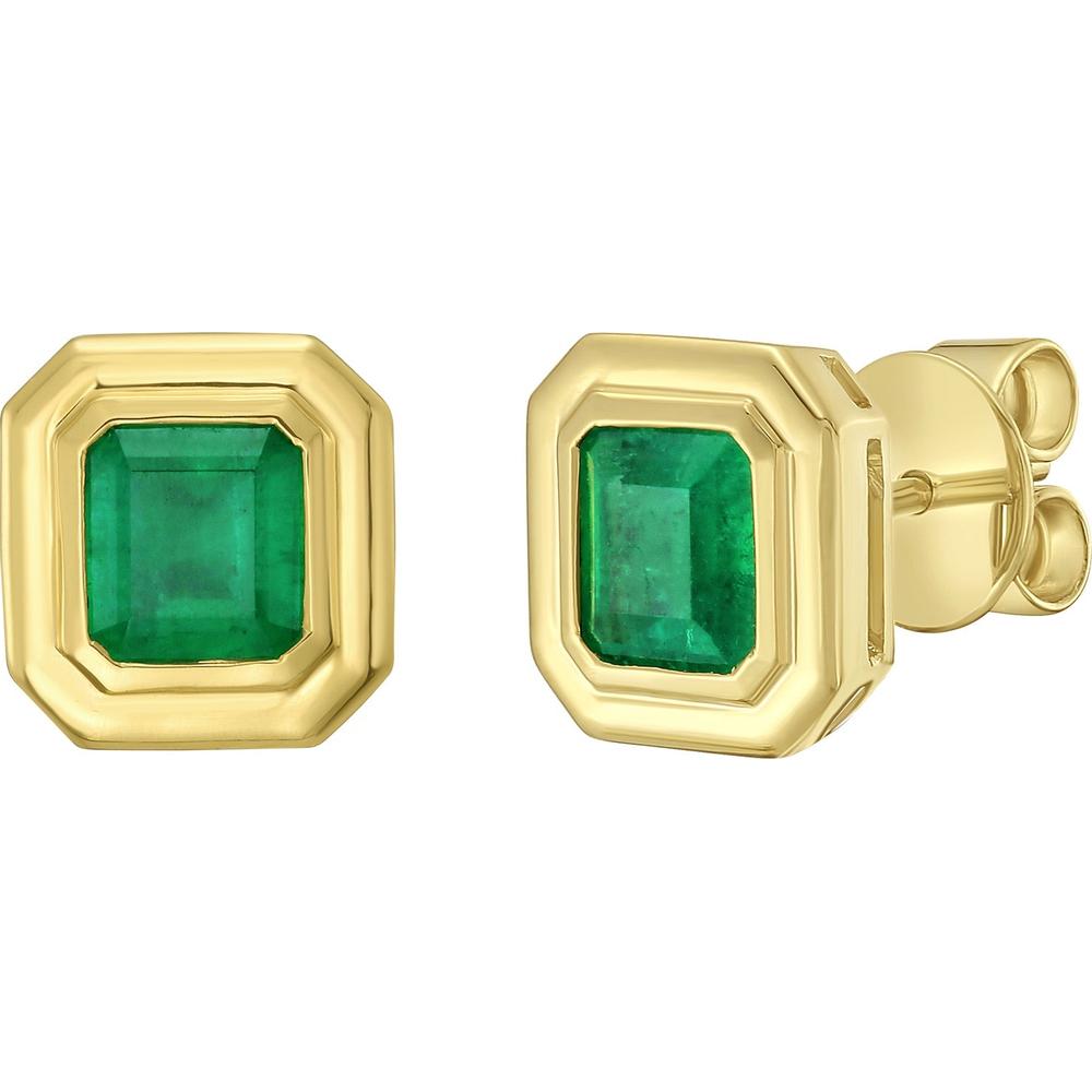 Ruchi New York - Sonnet Emerald Stud Earrings in 18K Yellow Gold