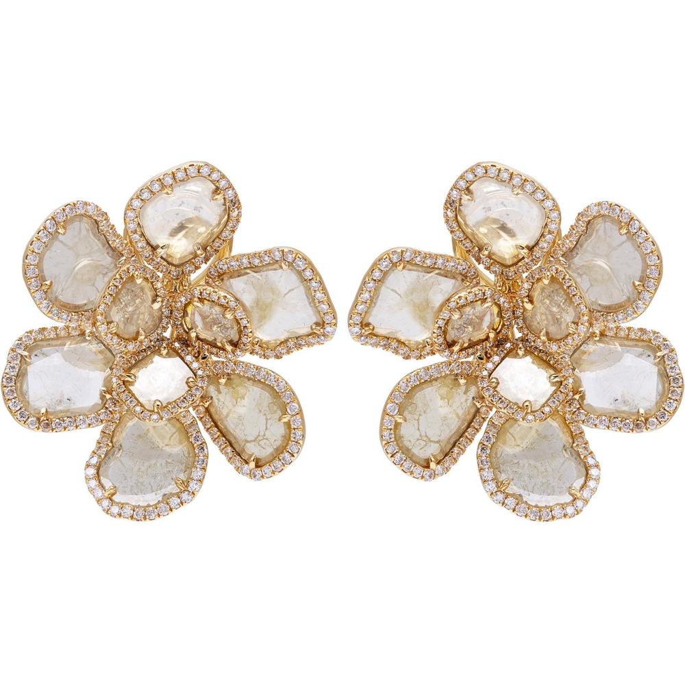 Ruchi New York - Sonora Full Bloom Diamond Stud Earrings in 18K Yellow Gold