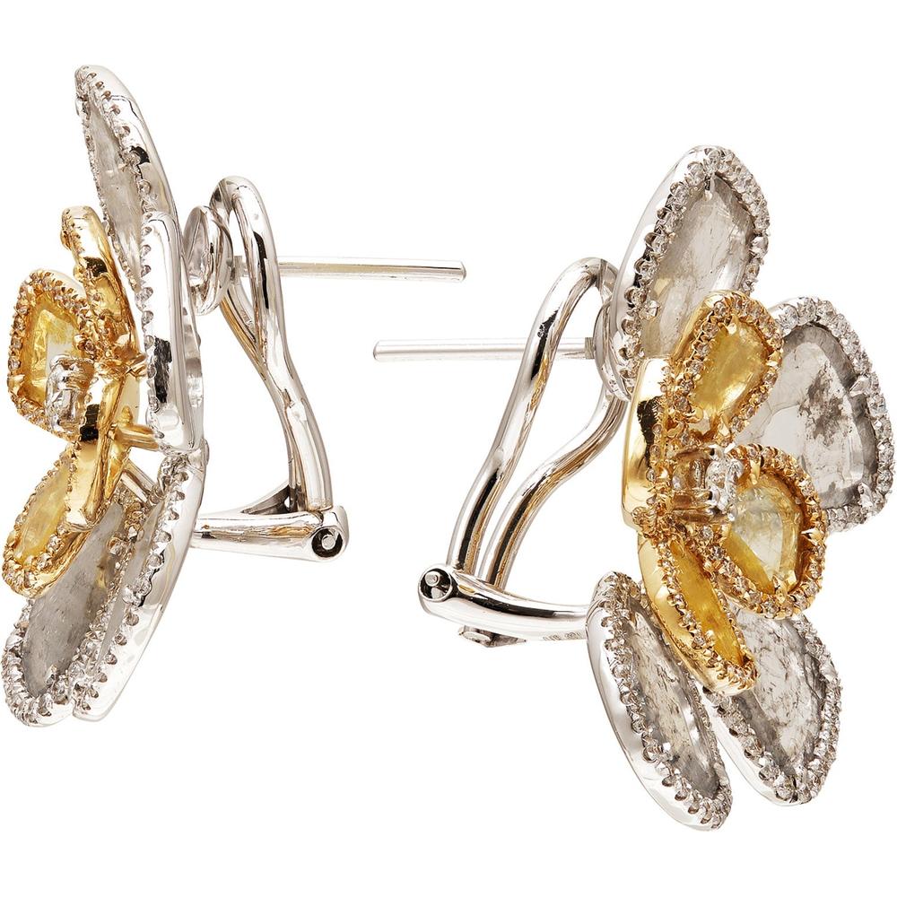 Ruchi New York - Sonora Half Moon Diamond Earrings in 18K White and Yellow Gold