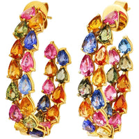 Ruchi New York - Spring Multi-Colored Sapphire Hoop Earrings in 18K Yellow Gold
