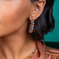 Ruchi New York - Spring Multi-Colored Sapphire Hoop Earrings in 18K Yellow Gold