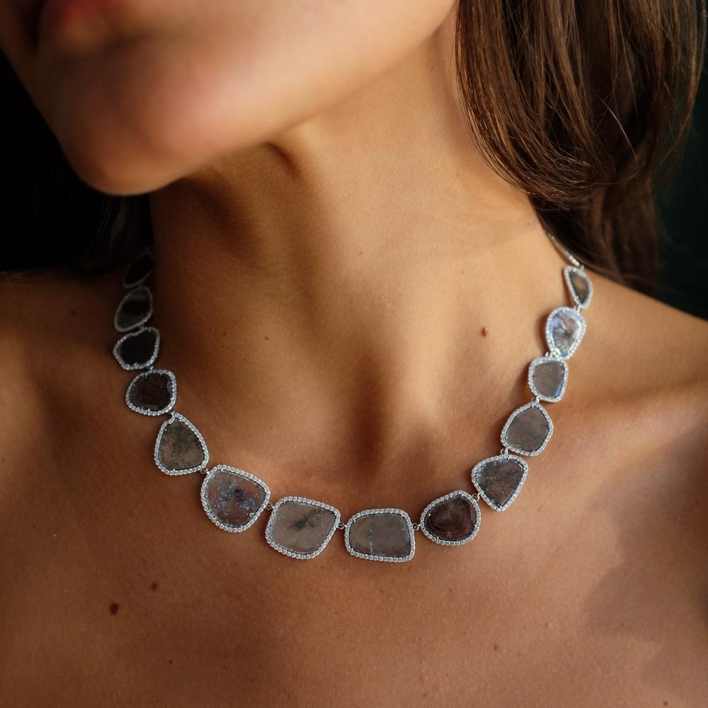Ruchi New York - Sunslice Diamond Necklace in 18K White Gold