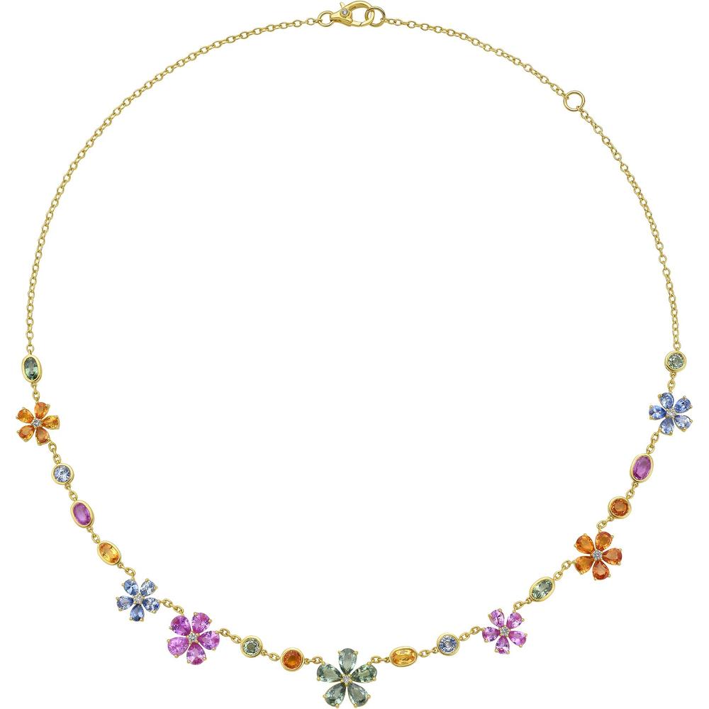 Ruchi New York - Superbloom Multi-Colored Sapphire Necklace in 18K Yellow Gold