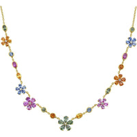 Ruchi New York - Superbloom Multi-Colored Sapphire Necklace in 18K Yellow Gold