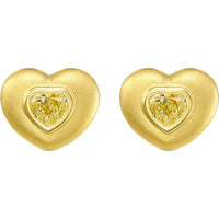 Ruchi New York - Sweetheart Heart-Shaped Yellow Diamond Stud Earrings in 18K Matte Yellow Gold - Ruchi New York
